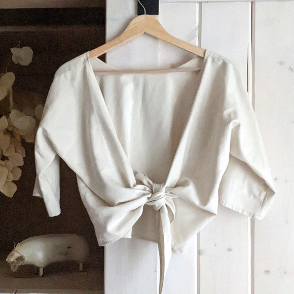 Ovate Two-of-a-Kind Raw Silk Top - Ivory (size S) - Picture 2 of 6